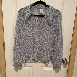 CAbi Gray and White Animal Print Blouse